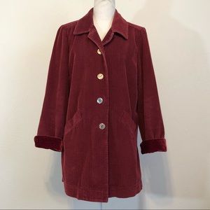 EUC J.Jill maroon corduroy button down shirt jacket M